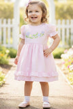 Girls Pink Floral Embroidered Fit And Flare Frock