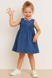 Blue Denim Bow Dress for Girls