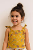 Mustard Thread Embroidered Top with Shorts Set For Girls