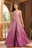 Girls Ombre Mauve Pink Sequin And Bead Embellished Party Wear Palazzo Set
