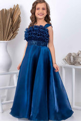 Designer Teal Blue Sequins Work Party Wear Gown For Girls