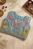 Dusty Blue Floral Embellished Lehenga Choli Set