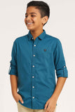 Solid Teal Green Cotton Shirt for Boys