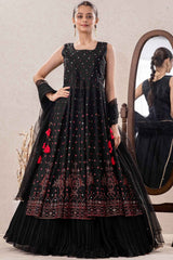 Black Sequin And Mirror Work Lehenga Choli Set For Girls