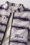 Grey And White Printed Zip-Up Jacket For Boys