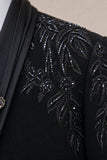 Boys Black Embellished Coat Suit With Waistcoat And Bow Tie