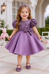 Girls Lavender Sequin Embellished Party Wear Frock