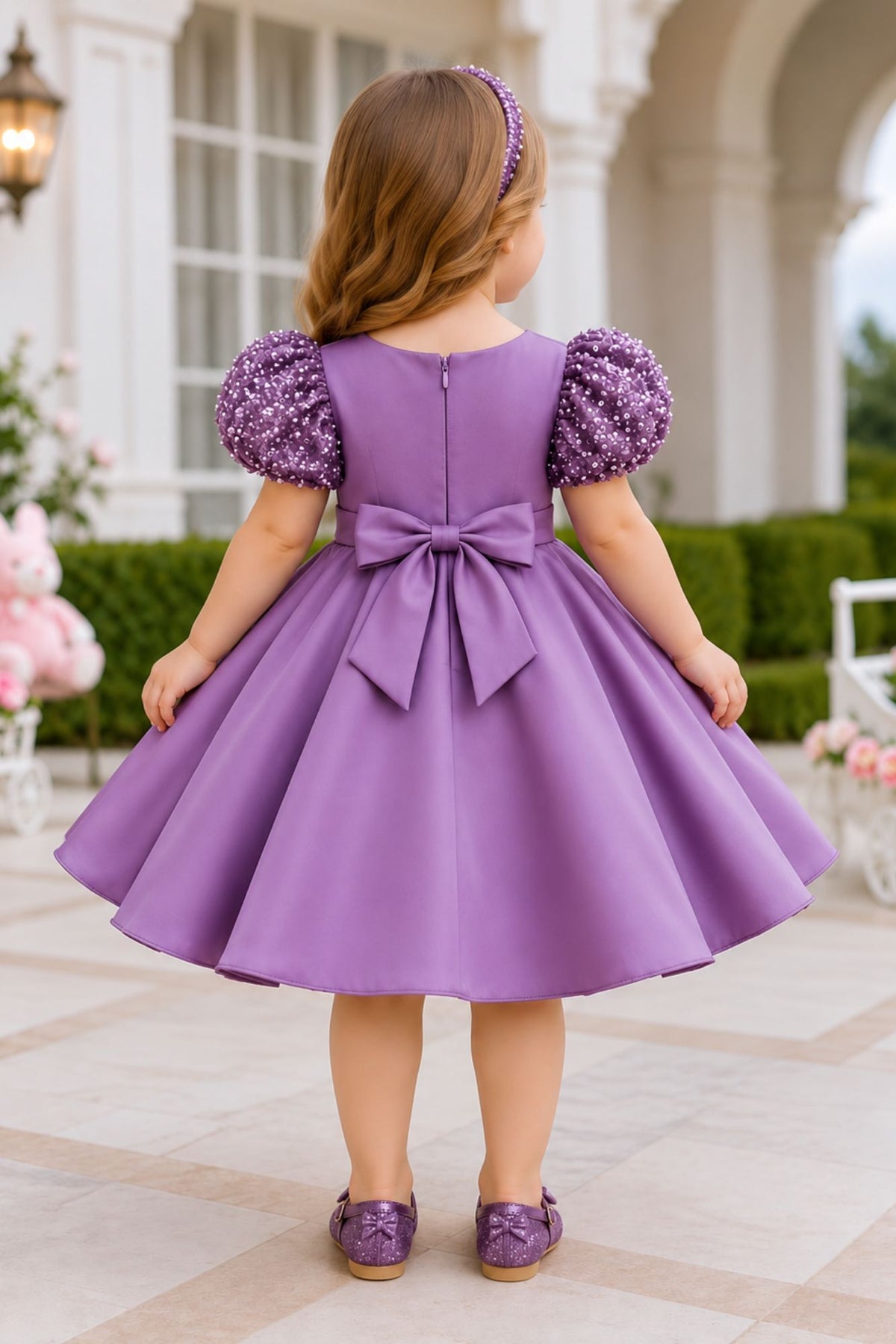 Girls Lavender Sequin Embellished Party Wear Frock