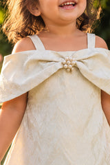 Ivory Off-Shoulder Bow Party Dress For Girls