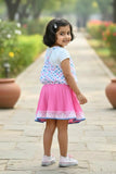 Polka Dot Top with Skirt Set For Girls