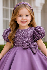 Girls Lavender Sequin Embellished Party Wear Frock
