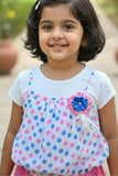 Polka Dot Top with Skirt Set For Girls