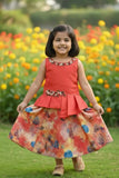 Multicolor Floral Print Lehenga Choli Set for Girls