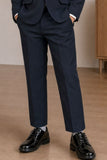 Boys Navy Blue Embroidered Coat Suit With Waistcoat And Bow Tie
