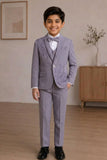Boys Lavender Embellished Coat Suit With Waistcoat And Bow Tie