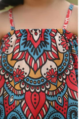Multicolor Top And Dhoti Pants Set For Girls
