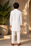 White Pathani Set  With Shirt Collar Design For Boys