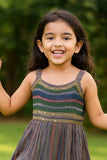 Multicolor Stripe Summer Dress with Shimmer Yoke For Girls