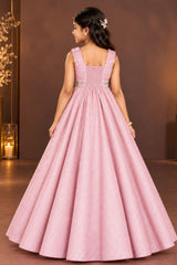 Blush Pink Shimmer Party Gown For Girls