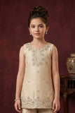 Girls Ivory Embroidered Kurti with Palazzo Set