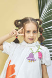 White Colorful Floral Printed Dress For Girls