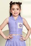 Lavender Skirt Set With Crocheted Pocket For Girls