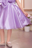 Elegant Lavender Floral And Butterfly Embellished Frock For Girls