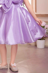 Elegant Lavender Floral And Butterfly Embellished Frock For Girls