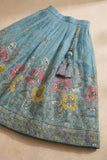 Dusty Blue Floral Embellished Lehenga Choli Set