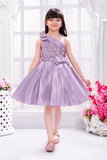 Lavender Party Wear Frock With Sequined Statement Bow