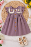 Girls Onion Pink Crochet Flower Sailor Collar Dress