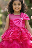 Rani Pink High-Low Party Frock with Ruffles For Girls