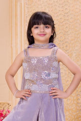 Lavender Embroidered Palazzo Set For Girls