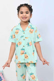 Soft & Stylish Mint Green Pineapple Printed Night Suit Set for Girls