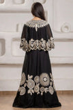 Designer Black Lehenga Choli with Embroidered Cape For Girls