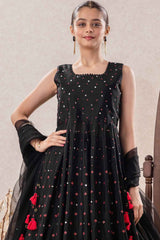 Black Sequin And Mirror Work Lehenga Choli Set For Girls