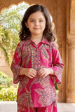 Rani Pink Botanical Floral Printed Co-ord Set For Girls