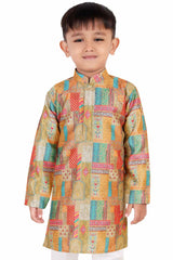 Multicolor Printed And Sequin Work Kurta Set For Boys