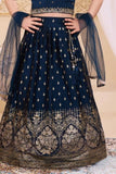 Navy Blue With Gold Embroidered Lehenga Choli for Girls