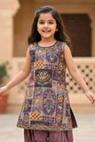 Mauve Brocade Kurta With Patiala Bottom For Girls