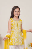 Yellow Embroidered Patiala Suit Set With Dupatta For Girls