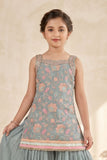 Powder Blue Floral Embroidered Palazzo Set For Girls