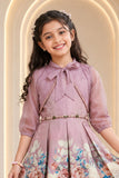 Mauve Floral Fit & Flare Party Dress with Jacket For Girls