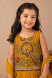 Mustard Yellow Peacock Embroidered Lehenga Choli Set with Dupatta