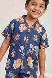 Boys Navy Blue Animal Print Night Suit Set