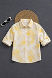 Yellow Tropical Floral Printed Pure Linen Shirt