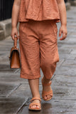 Rust Orange Lace Yoke Top and Capri Co-Ord Set