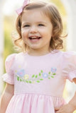 Girls Pink Floral Embroidered Fit And Flare Frock