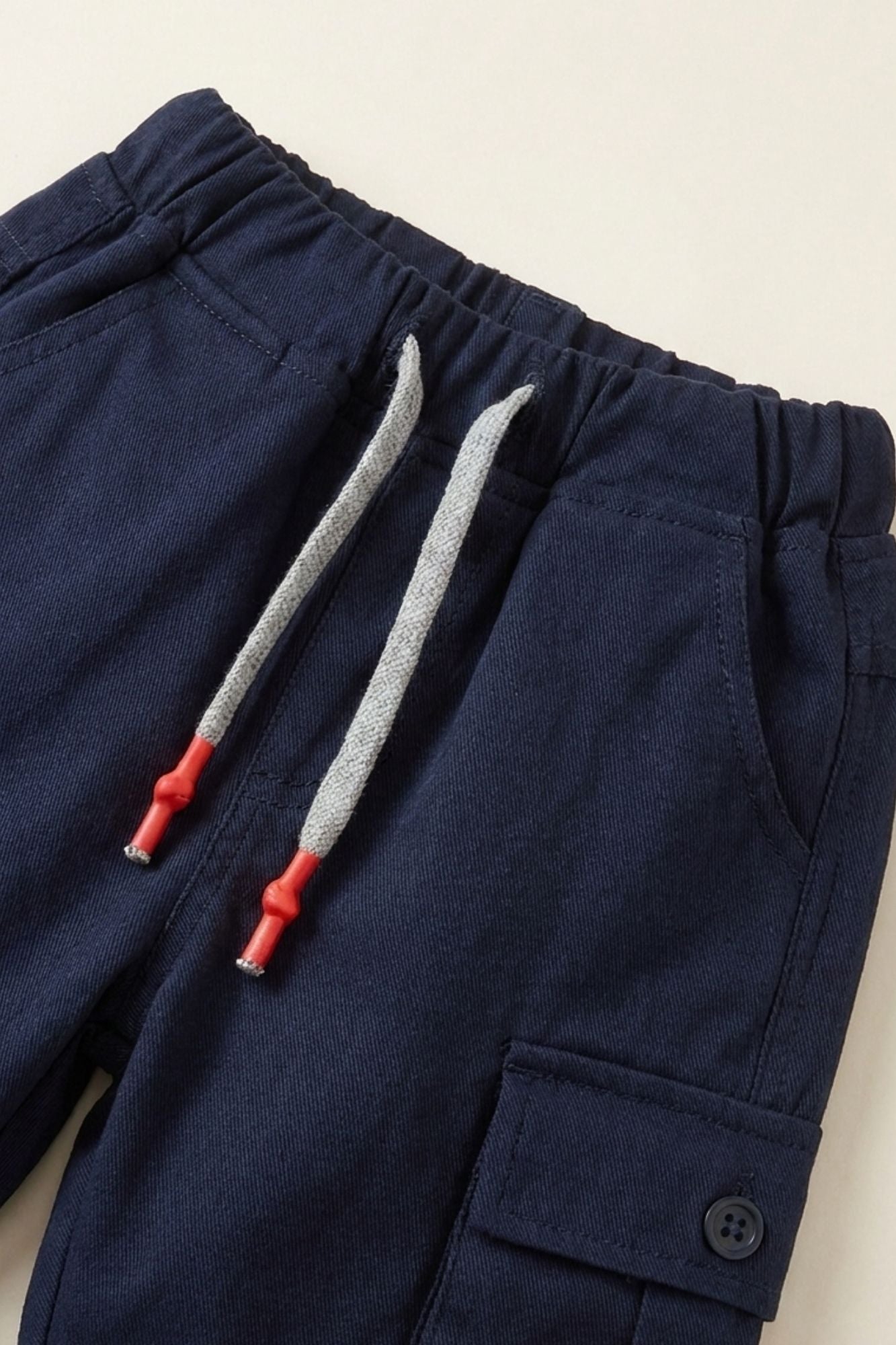 Blue Cargo Pants with Drawstring Waist
