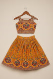 Mustard Yellow Printed Ethnic Lehenga Choli For Girls